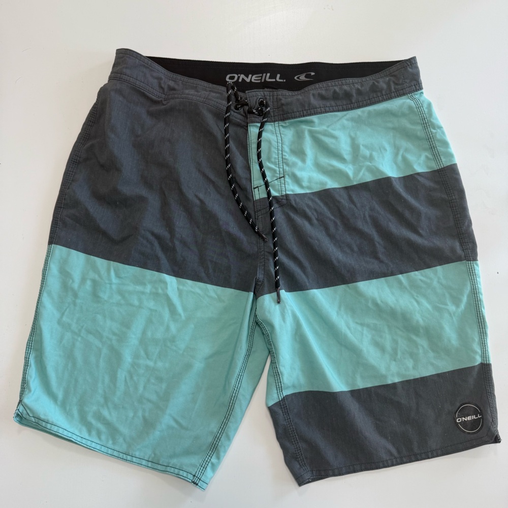 O'Neill Gray and Teal Board Shorts
